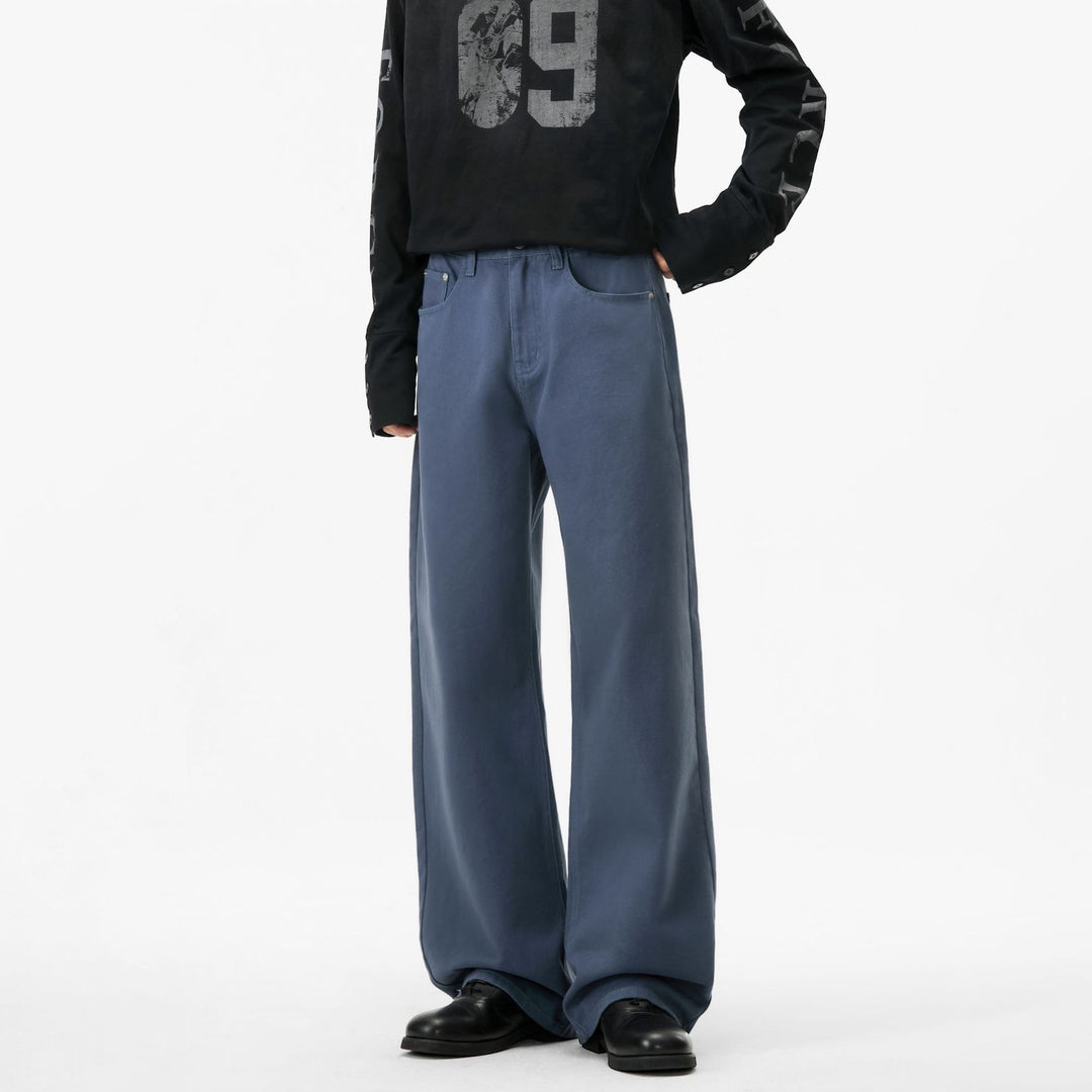 Men's Loose-Fitting Five-Pocket Denim Pants in Straight Palazzo Cut Mune Fashion