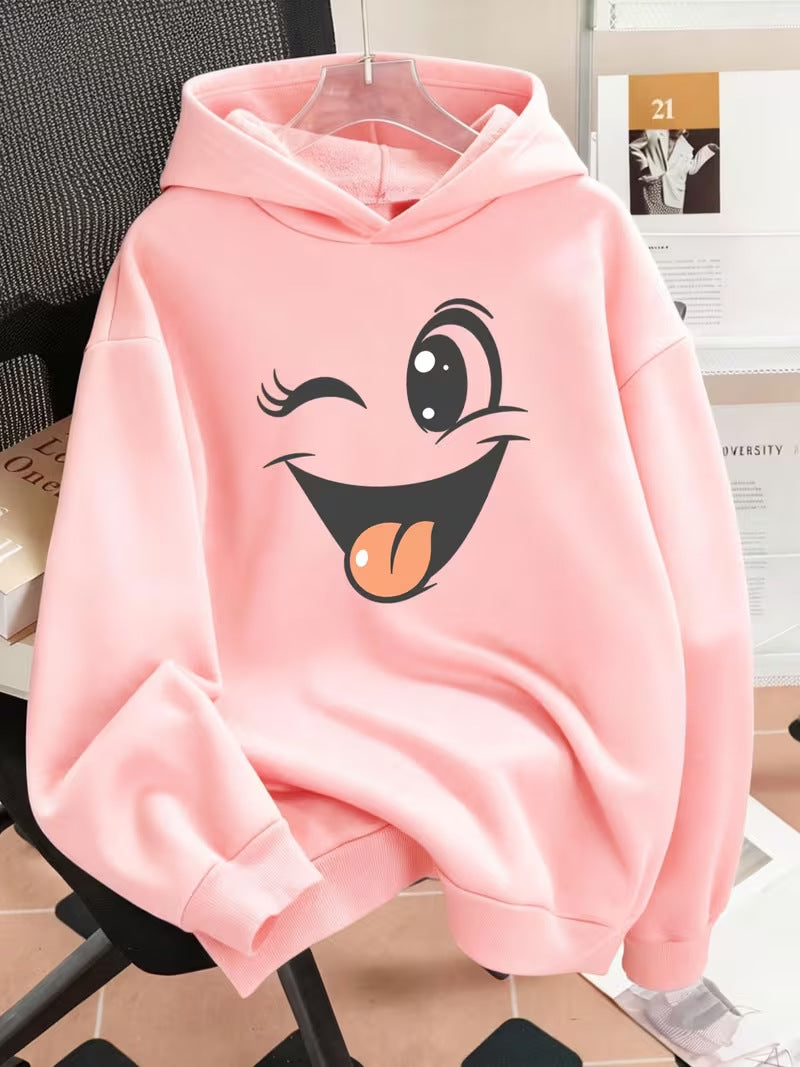 Women Funny Hoodie with Unique Emoji Design Mune Fashion