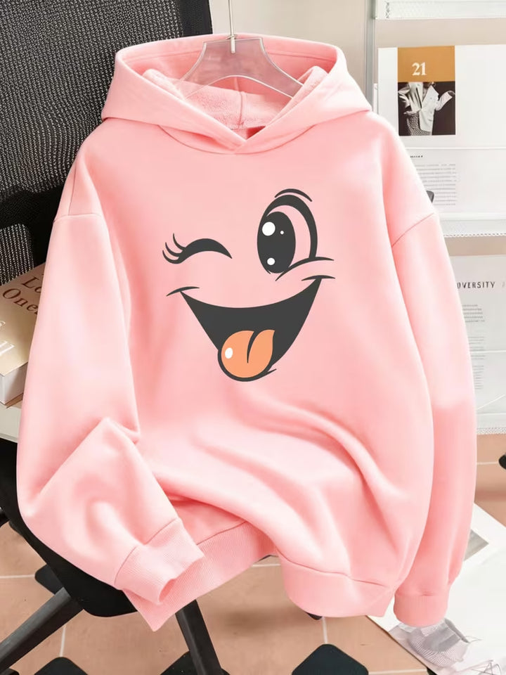 Women Funny Hoodie with Unique Emoji Design Mune Fashion