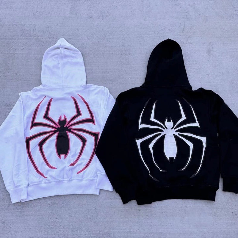 Unisex Hoodie with contrasted spider motif back print and ear hoodie Mune Fashion