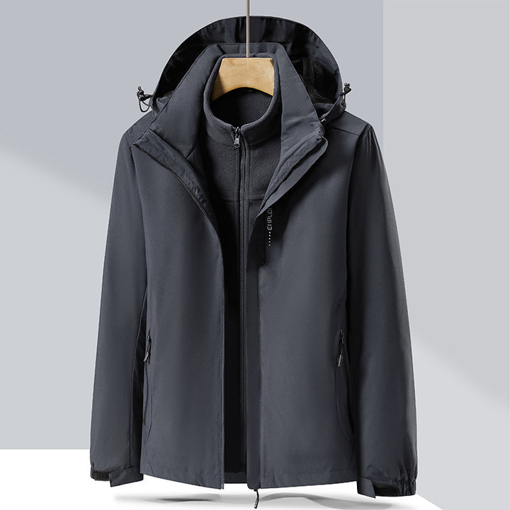 Men's two-layer softshell rain jacket with removable fleece inner layer and adjustable hood Mune Fashion