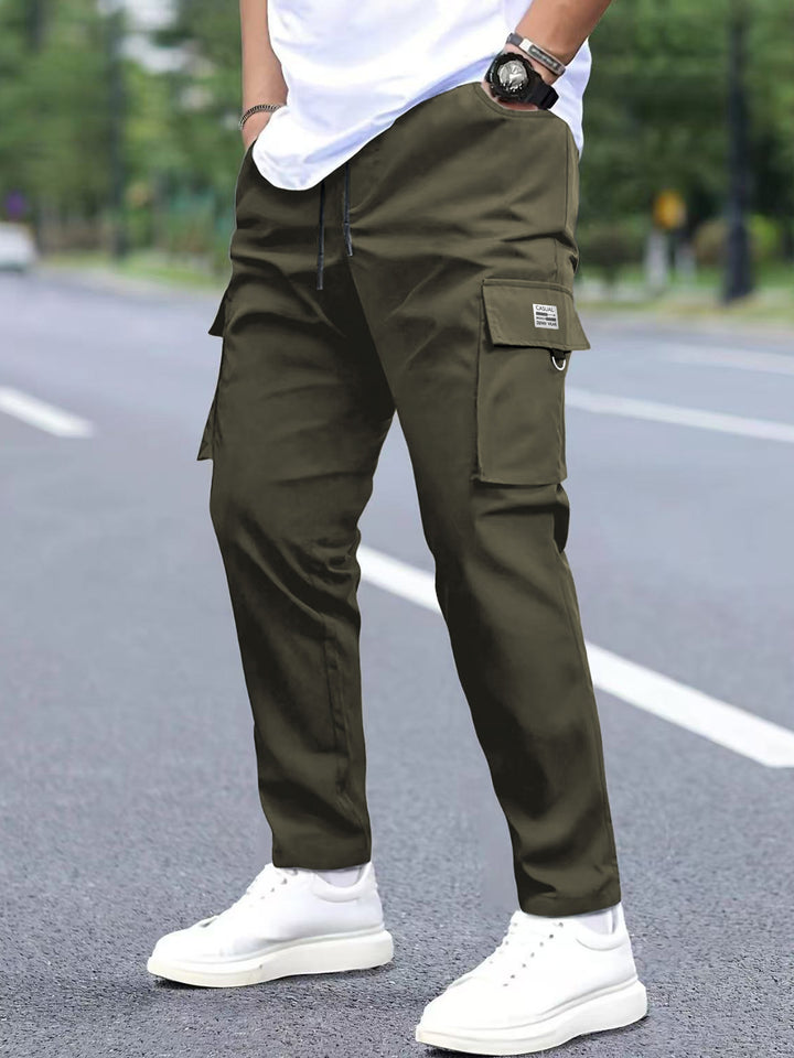 Men's Lightweight Technical Cargo Pants with Drawstring Waist, D-Ring & Large Flap Pockets Mune Fashion