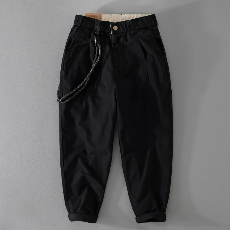 Men's Cord Drawstring Tapered Pants made of cotton blend with elastic waistband and tapered leg Mune Fashion