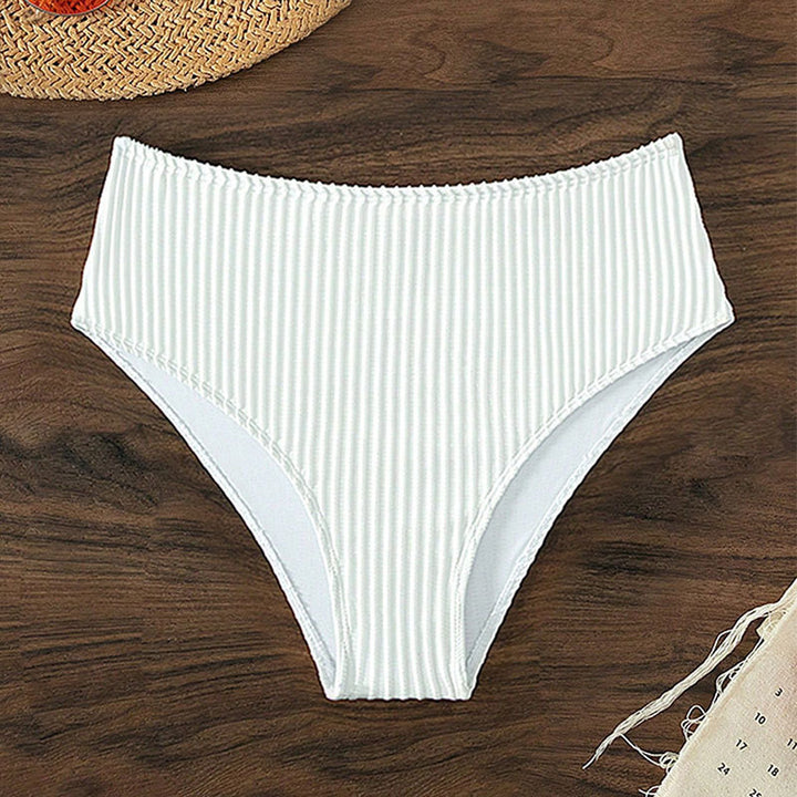 Women High-Cut Bikini Bottom with Fine Striped Pattern Mune Fashion