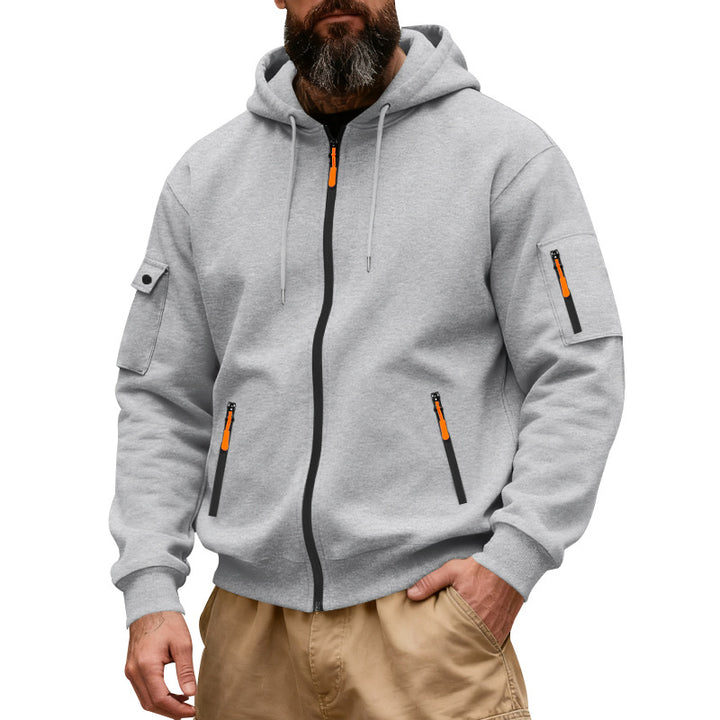 Men's functional hoodie sweat jacket with full zip and arm pocket Mune Fashion