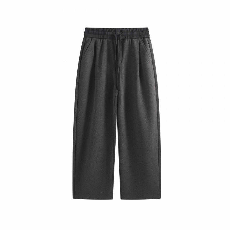 Men's Wide Cropped Pants with Elastic Waistband, Pleats and Side Pockets Mune Fashion