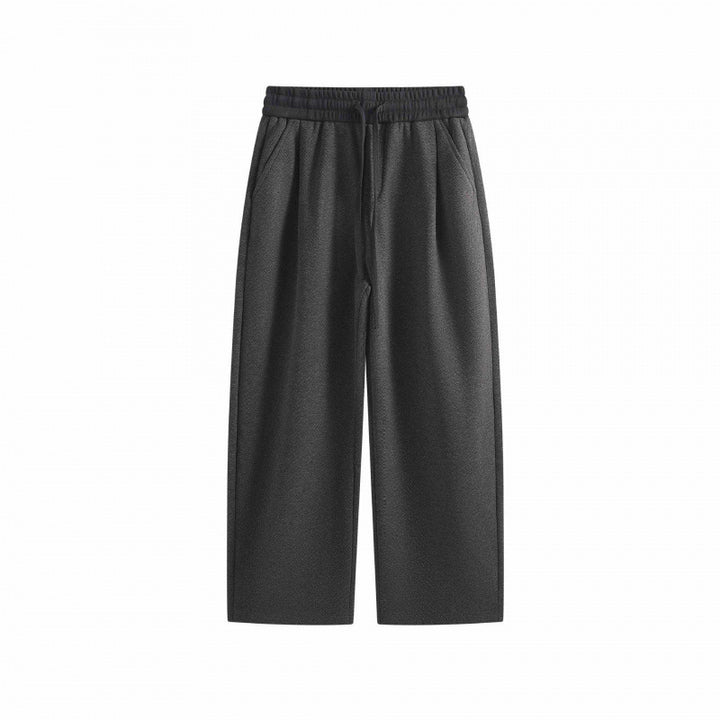Men's Wide Cropped Pants with Elastic Waistband, Pleats and Side Pockets Mune Fashion