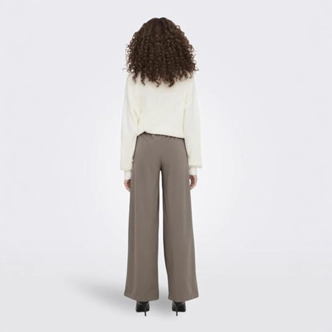 Women's high-waist culotte pants with decorative button waistband and wide leg Drune