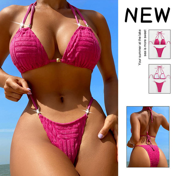 Women's triangle bikini with textured surface and adjustable straps Mune Fashion