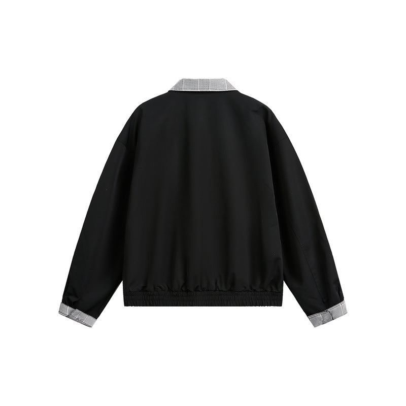 Men's lightweight transitional jacket with check collar, roll-up sleeves, and elastic hem Mune Fashion