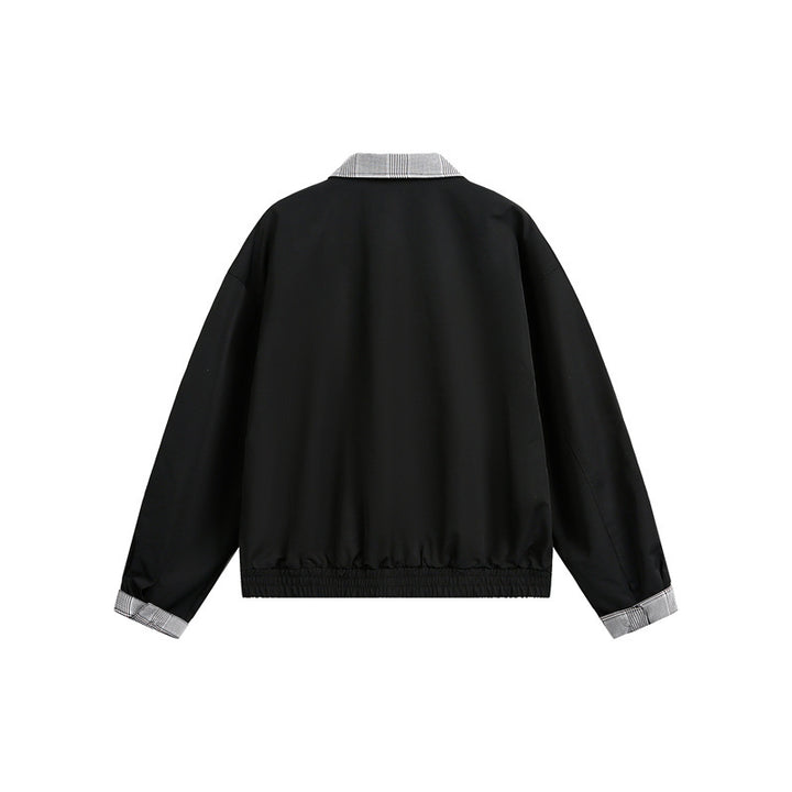 Men's lightweight transitional jacket with check collar, roll-up sleeves, and elastic hem Mune Fashion