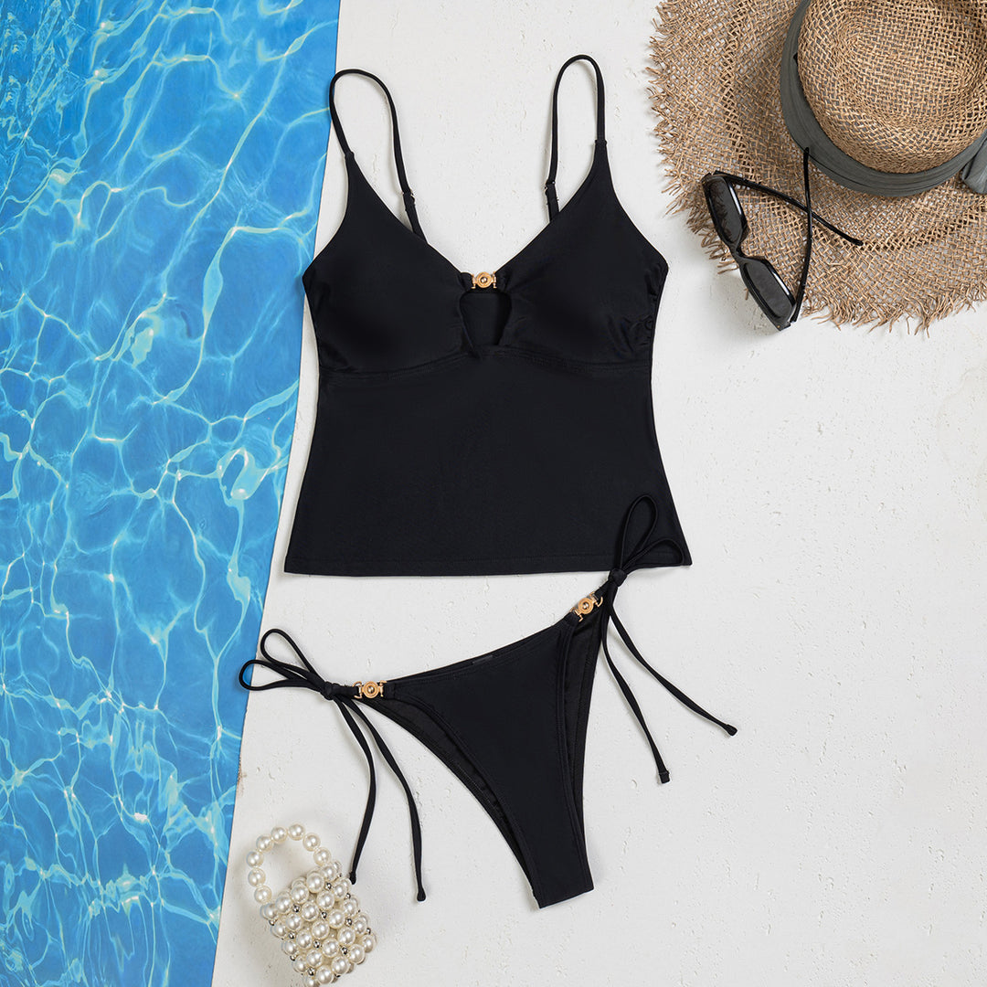 Women's Two-Piece Swim Set with Fashionable Cut-Out Mune Fashion
