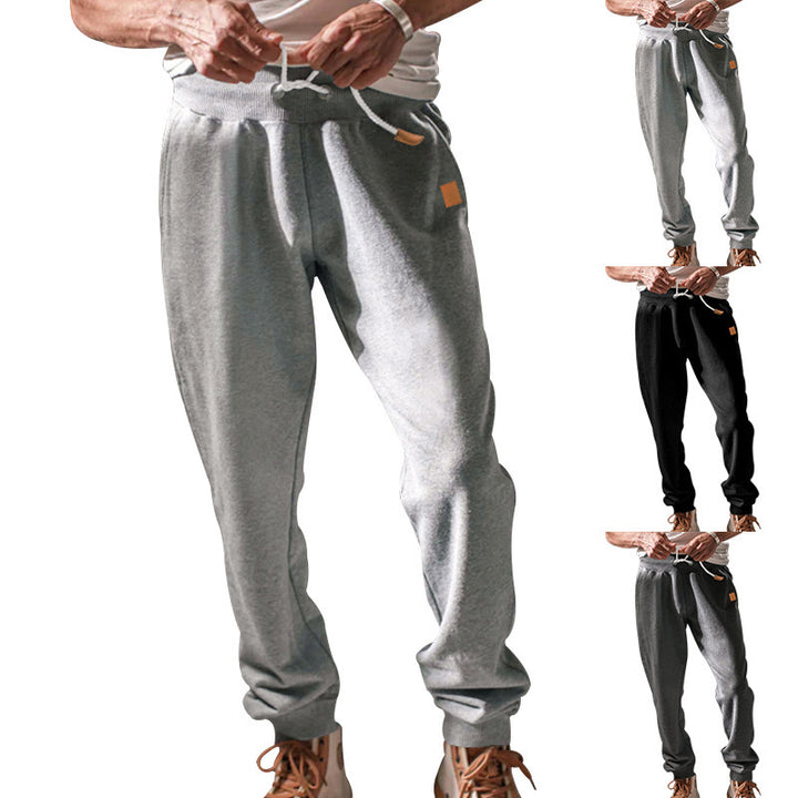 Men's Slim-Fit Jogging Pants with Elastic Waistband, Drawstring and Narrow Leg Cuff Mune Fashion