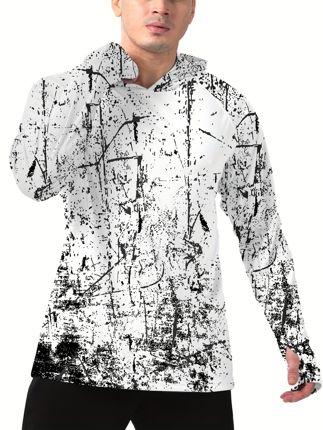 Men's sporty hoodie with abstract print
