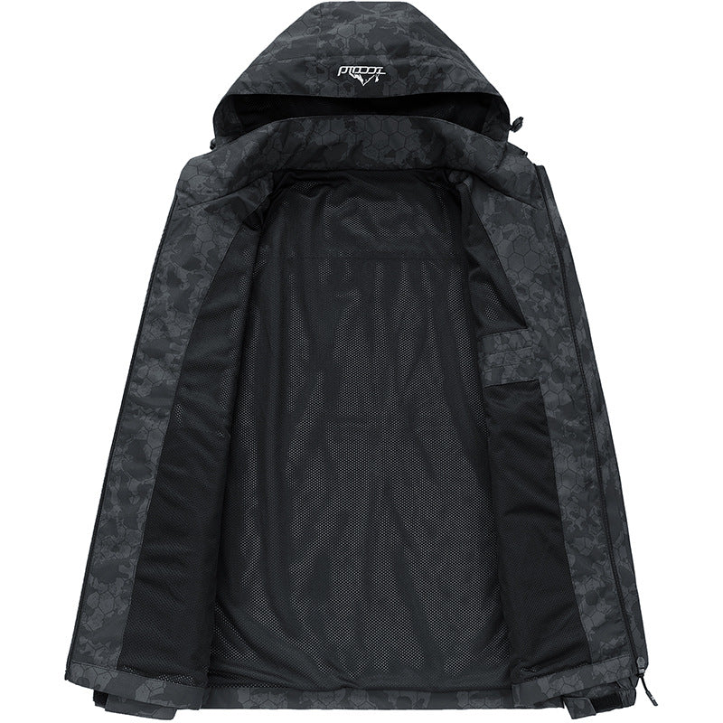 Men's Lightweight Outdoor Jacket with Hood and Print Mune Fashion