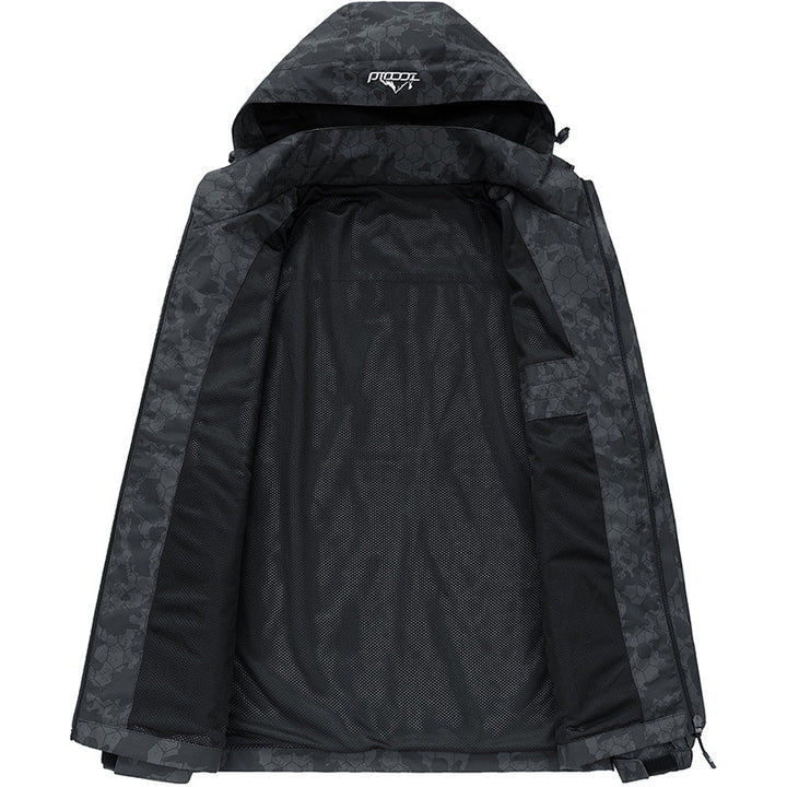 Men's Lightweight Outdoor Jacket with Hood and Print Mune Fashion
