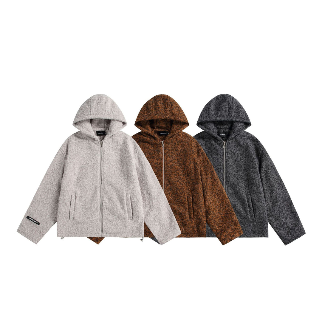 Women's hooded blouse made of wool blend with voluminous structure and zipper Mune Fashion