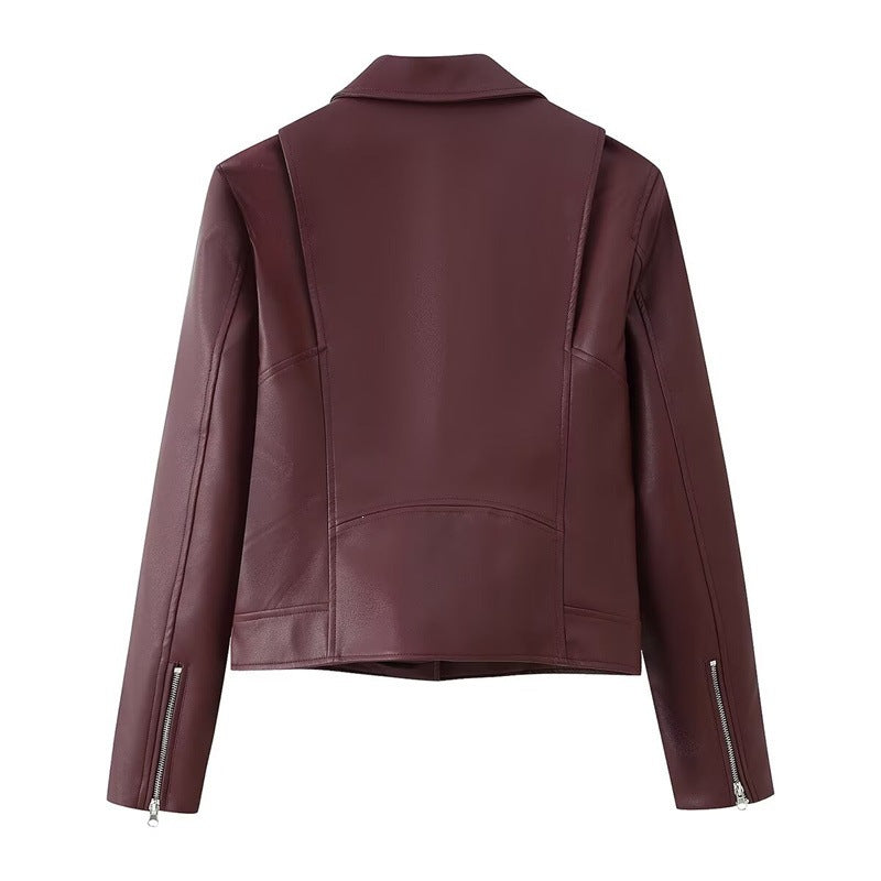 Ladies biker jacket made of vegan leather with asymmetrical zipper Mune Fashion
