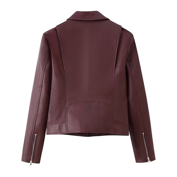 Ladies biker jacket made of vegan leather with asymmetrical zipper Mune Fashion