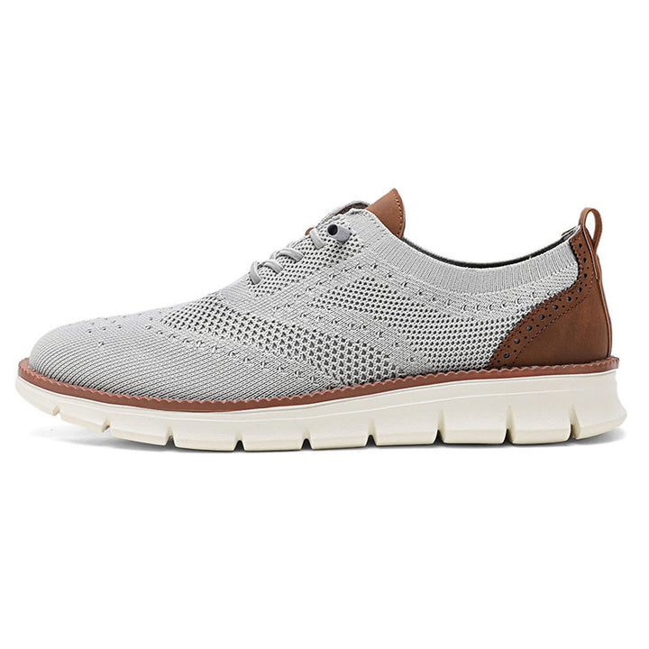 Men's knitted business casual lace-up with wingtip detailing and flexible EVA sole Mune Fashion