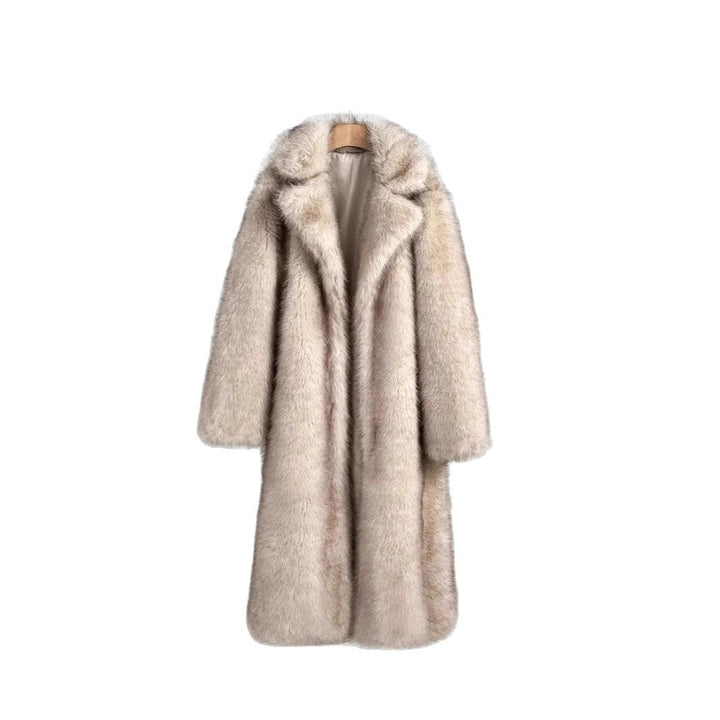 Ladies Elegant Fur Coat with Large Pockets Mune