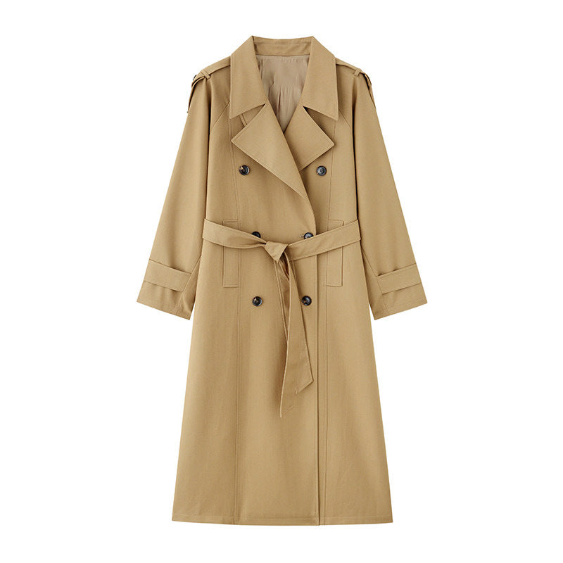 Women Elegant Trench Coat with Waist Belt Mune Fashion