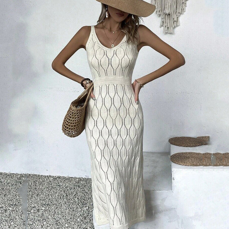 Women's crocheted midi dress with sophisticated pattern mix Mune Fashion
