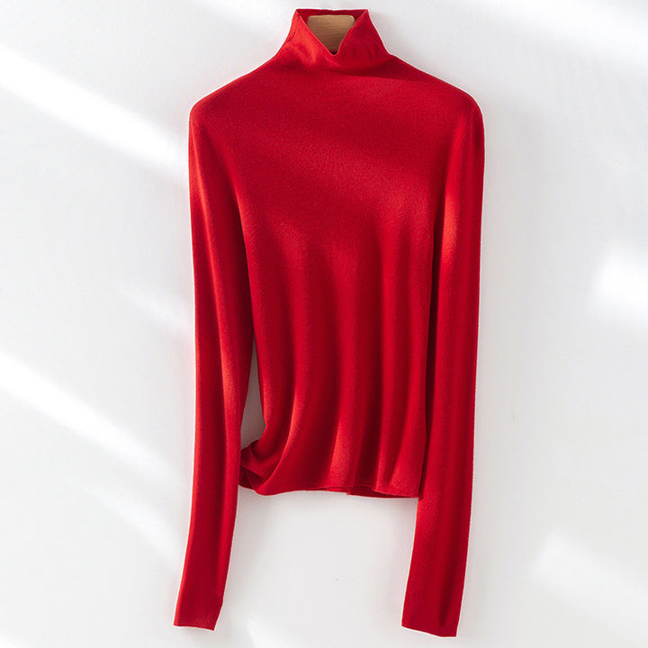 Women's Slim-Fit Fine Knit Turtleneck Sweater with Stretch Mune Fashion