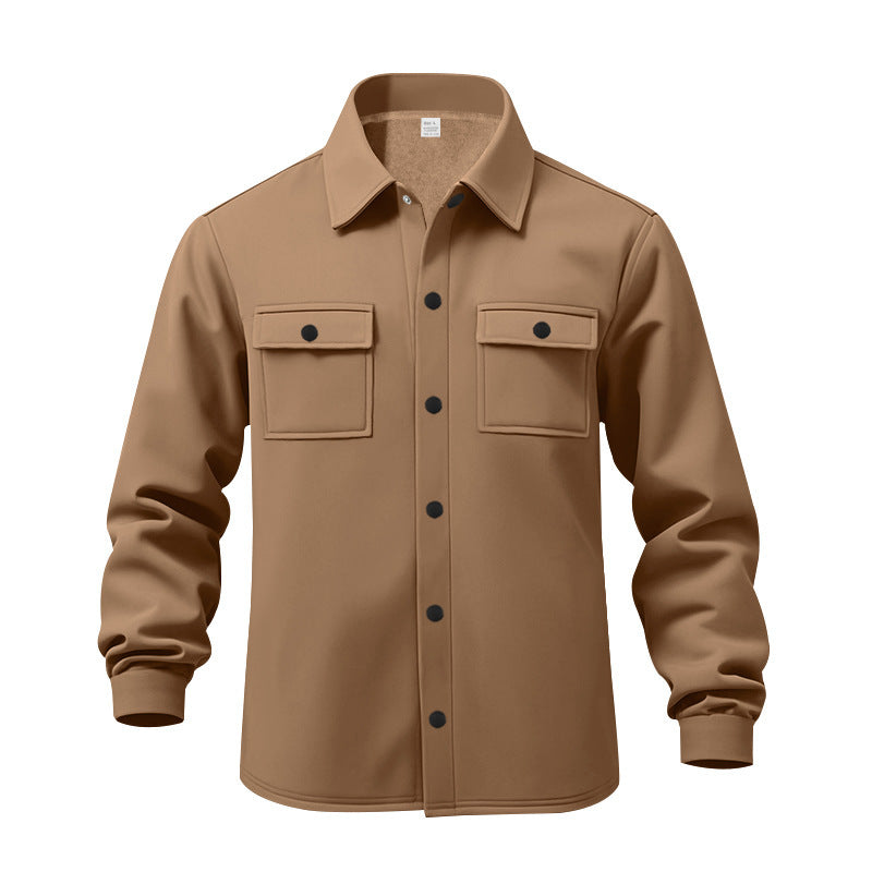 Men's unlined shirt jacket with fleece lining, patch chest pockets and snap button placket Mune Fashion