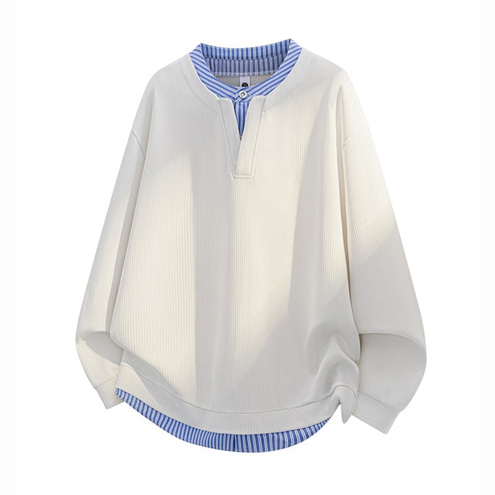 Men's Oversize Structure Sweatshirt with Shirt Layer Effect Mune Fashion