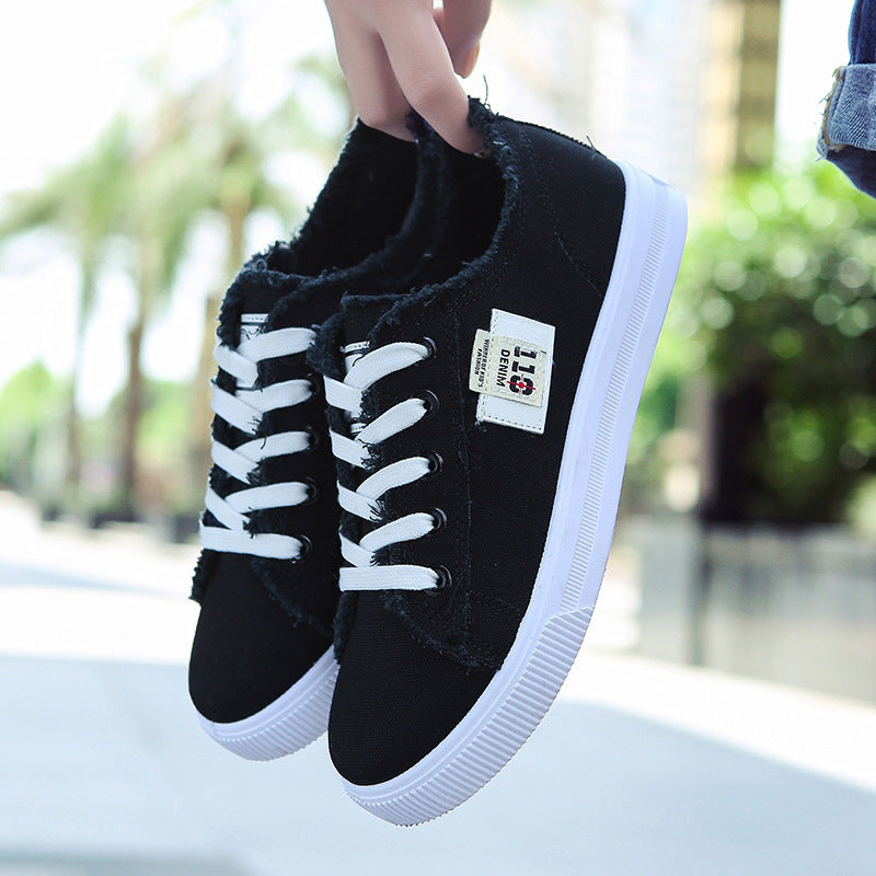 Ladies Backless Denim Slip-On Sneaker with Lacing Detail and Padded Insole Mune Fashion