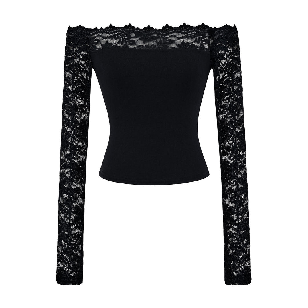Ladies Carmen top with lace sleeves and off-the-shoulder cut Mune Fashion