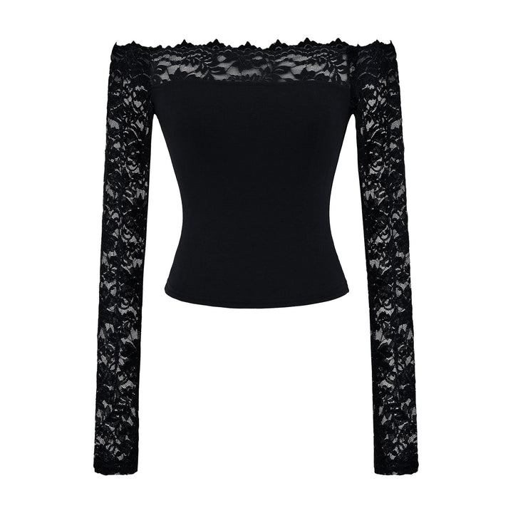 Ladies Carmen top with lace sleeves and off-the-shoulder cut Mune Fashion