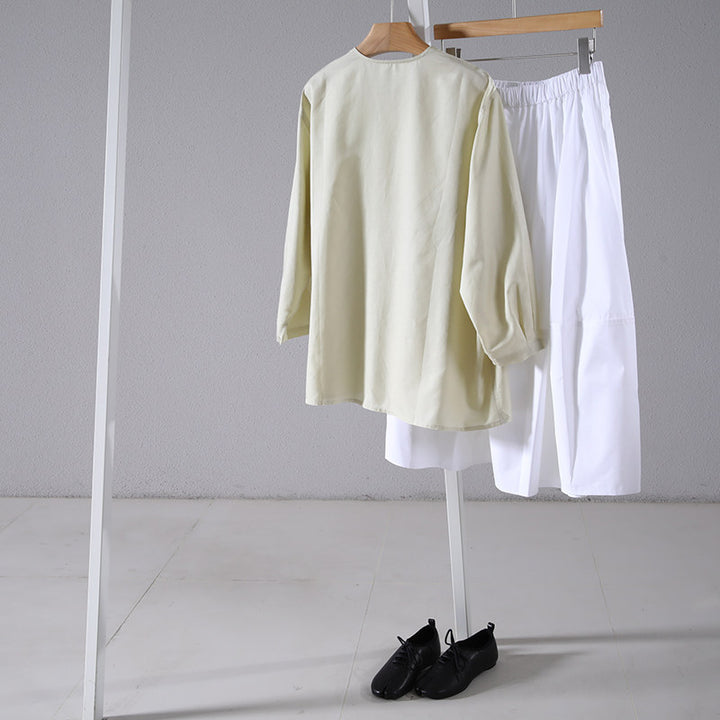 Women's Casual Long Sleeve Blouse with Chest Pocket Mune Fashion