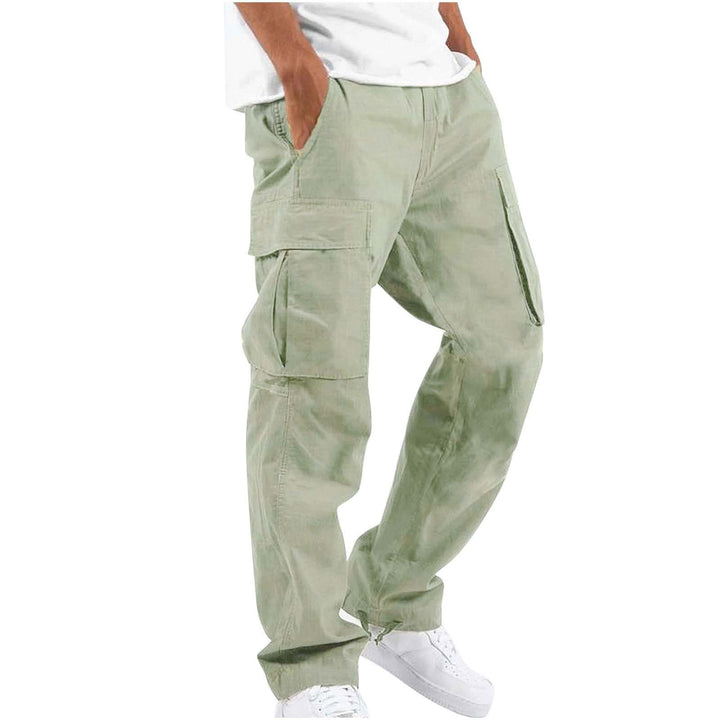 Men's casual cargo pants with generous flap pockets, elastic waistband, and drawstring Mune Fashion