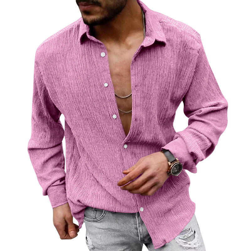 Men's structured casual shirt with crinkle look, shirt collar and laid-back oversized fit Mune Fashion