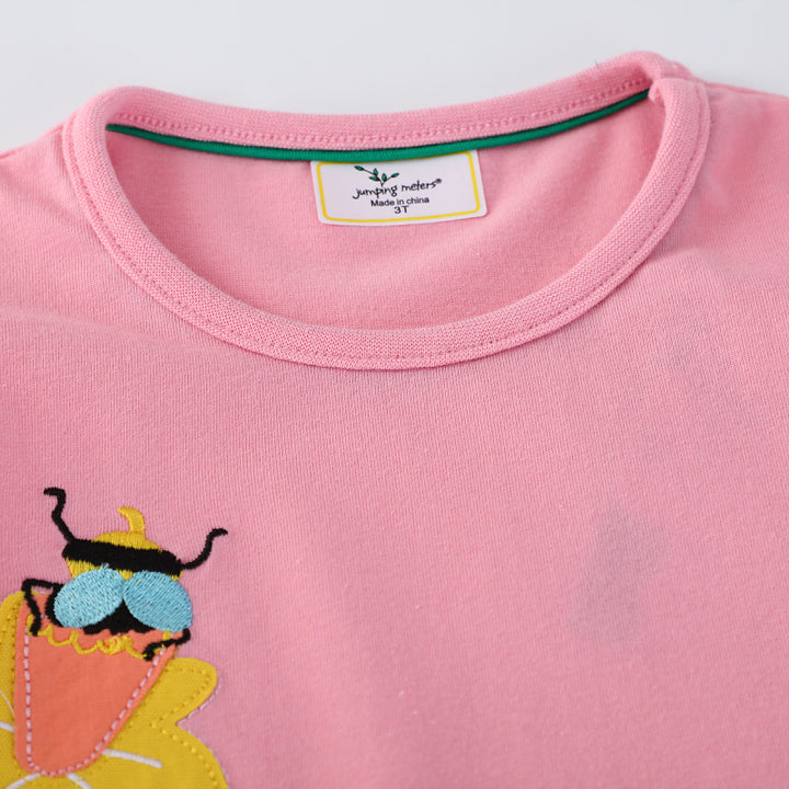 Girl cotton dress with cheerful flower and insect motif Mune Fashion