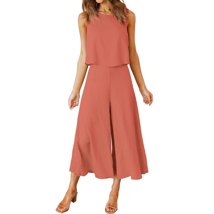 Women Airy Jumpsuit with Flowing Leg and Sleeveless Design Mune Fashion