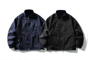 Unisex Lightweight wind and water-repellent oversized boxy jacket with stand-up collar and elastic hem Mune Fashion