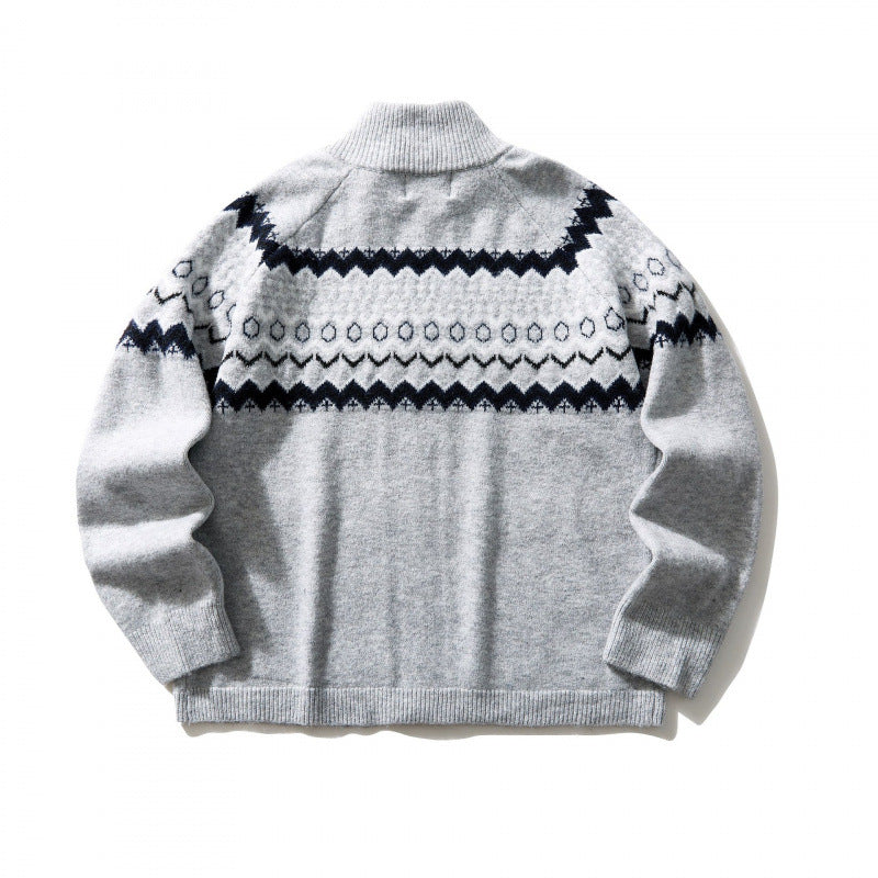 Unisex Norweger cardigan with full zipper, stand-up collar, and side pockets Mune Fashion