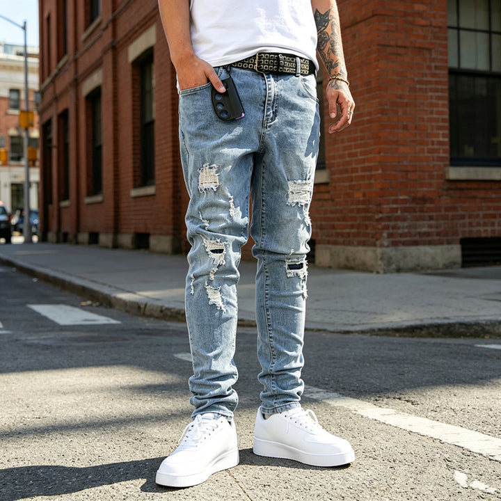 Men's Slim Fit Ripped Jeans Mune Fashion