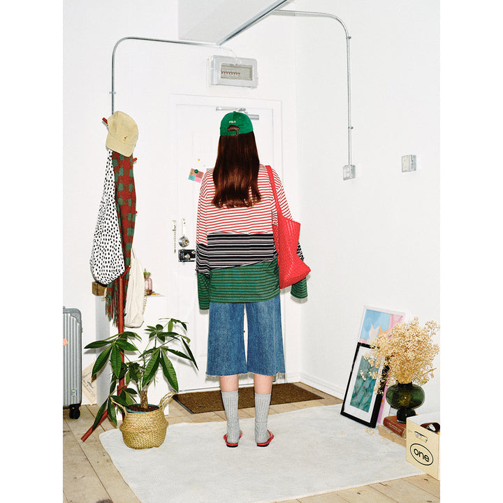 Unisex Casual Oversized Long Sleeve Shirt with Block Stripes made of Cotton Blend Mune Fashion