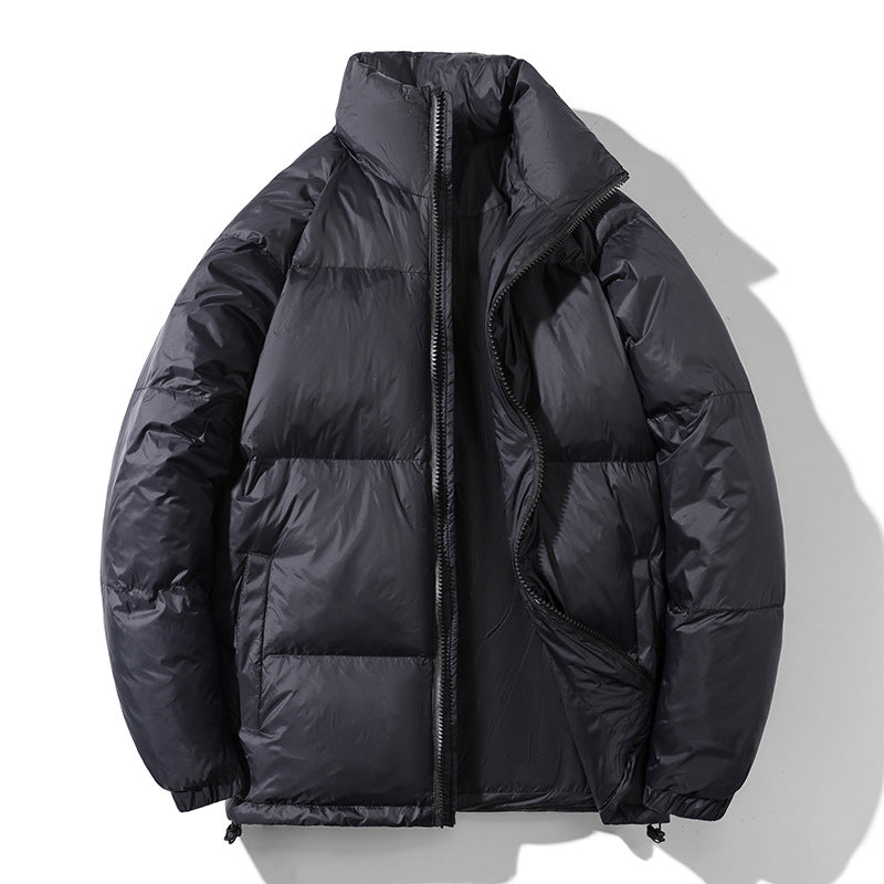 Men's insulated quilted thermo puffer jacket with stand-up collar and drawstring hem Mune Fashion