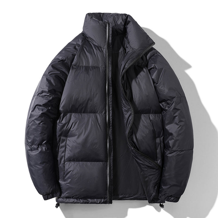 Men's insulated quilted thermo puffer jacket with stand-up collar and drawstring hem Mune Fashion