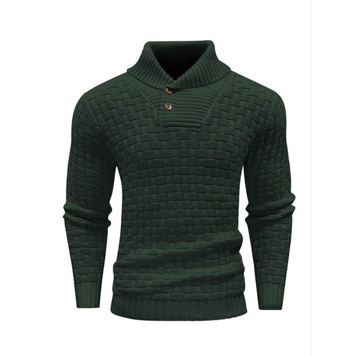 Men's structured knit sweater with high collar and decorative button placket Mune Fashion