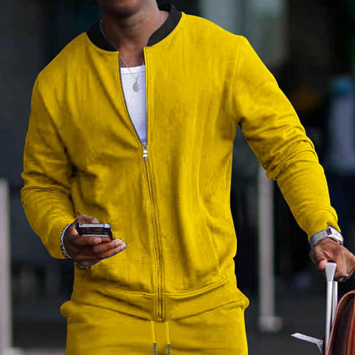 Men's minimalist bomber jacket with full-zip, ribbed stand collar & side pockets Mune Fashion