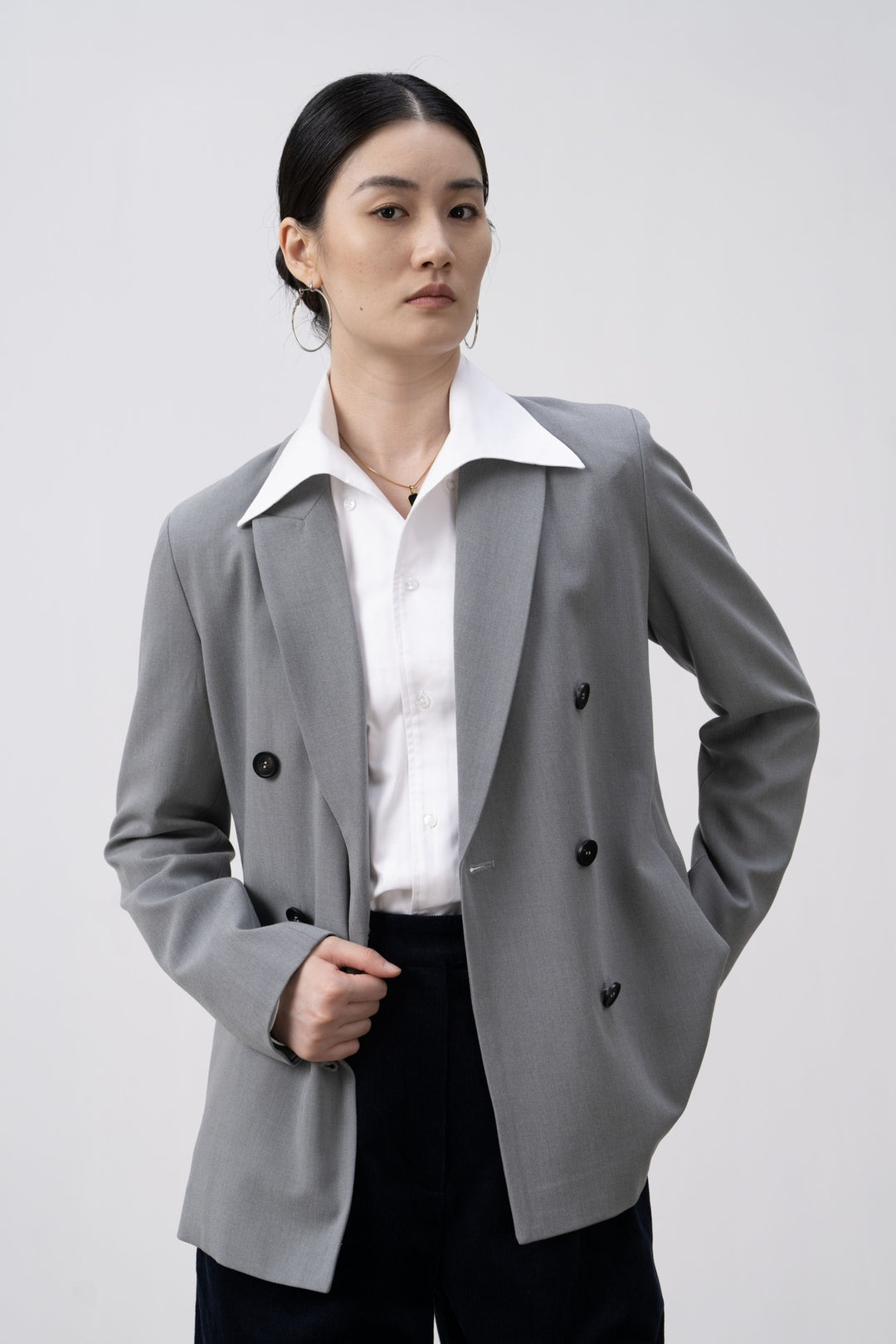 Women's Tailored Double-Breasted Blazer Mune Fashion 1787623052