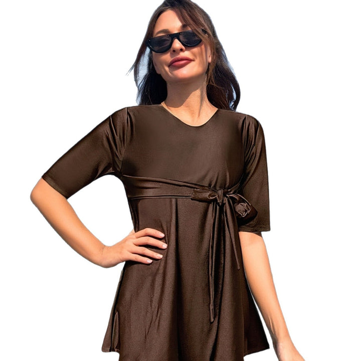 Women's fashionable swimsuit with wrap look and long sleeves Mune Fashion