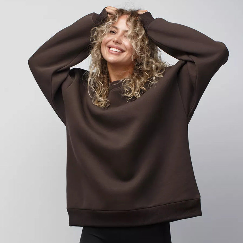 Women's Oversized Sweatshirt with Round Neck, Dropped Shoulders and Ribbed Cuffs Mune Fashion