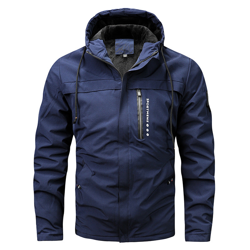 Men's windproof softshell jacket with adjustable hood, fleece inner lining and concealed zipper pockets Mune Fashion